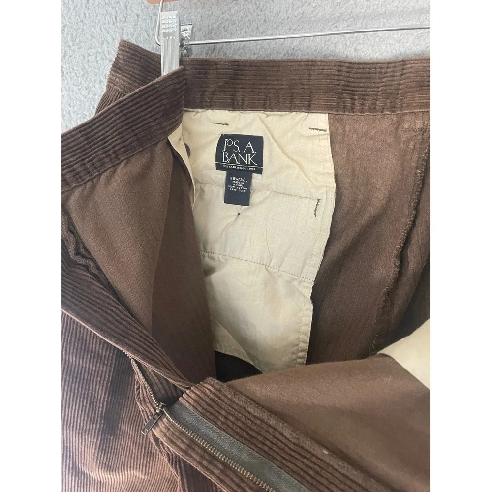 Jos A Bank Mens Brown Wide Wale Corduroy Pants 36x30 Pleated Vintage Trouser